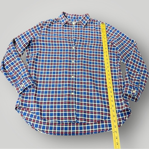 Grayson Shirt Blue Red Hero Plaid Feathered Cotton Flannel Button Down Size - Picture 12 of 14